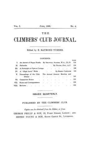 Climbers' Club 1898 Vol.1 No.4 Journal cover